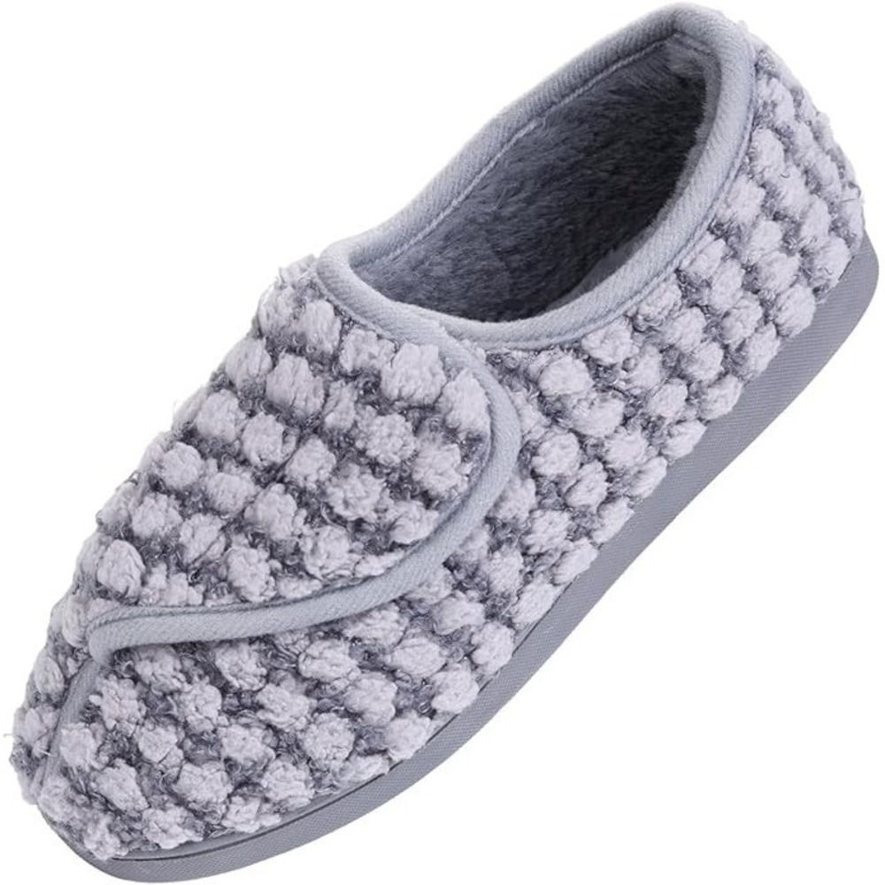 Git-up Women wide Slippers Memory Foam Diabetic Arthritis House Slippers 10 Grey